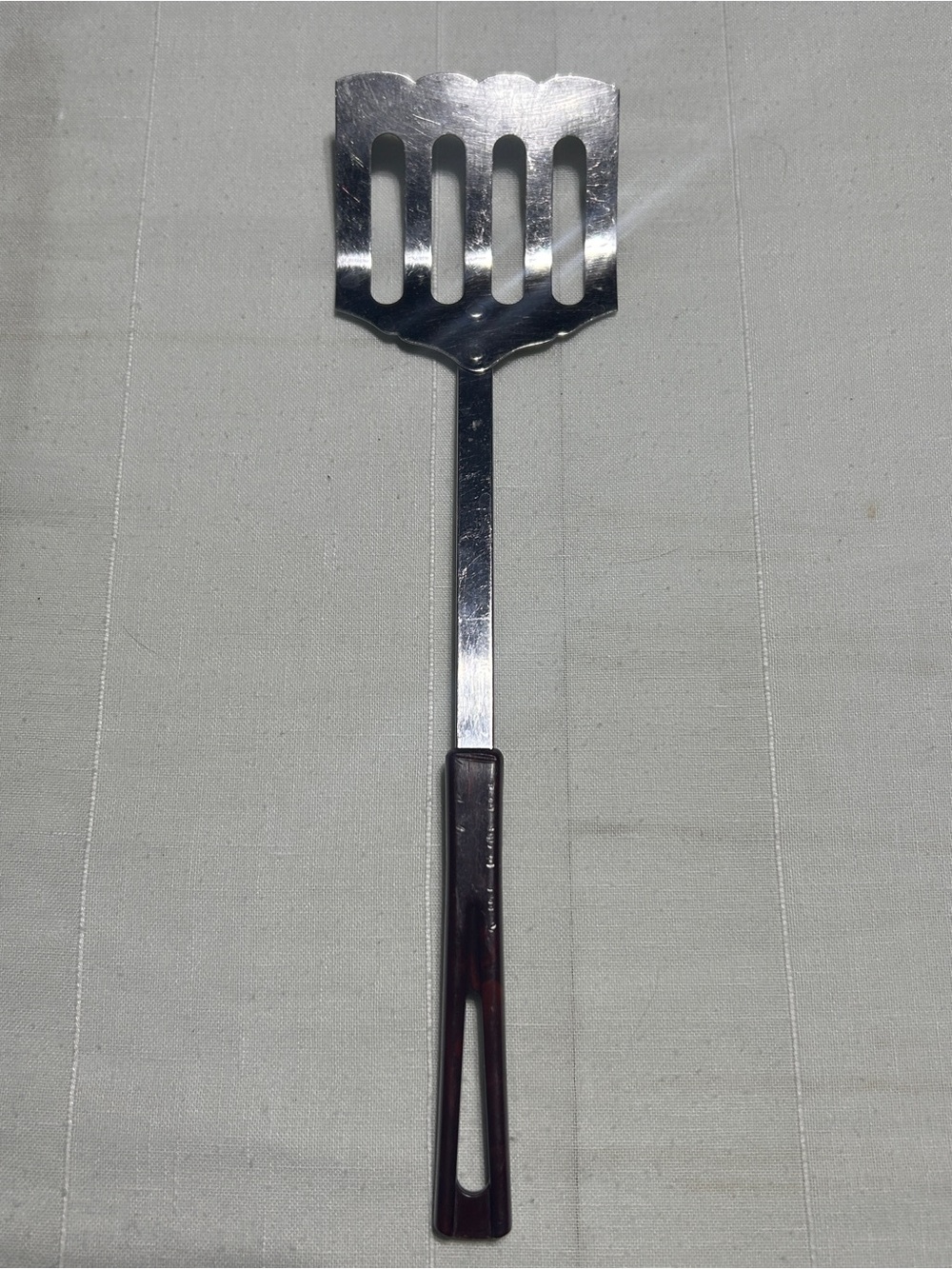 Stanhome Stainless Steel Slotted  Curved Spatula Scalloped Edges VTG